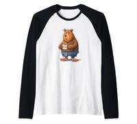 Increíble Oso con Taza Estadounidense para un Aspecto Fresco de la mañana Camiseta Manga Raglan