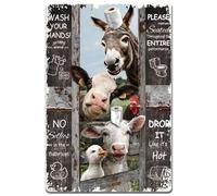 Increíble panel metálico decorativo divertido para baño granja vintage con animales vaca oveja pato burro gallo decoración de pared metal para el hogar inodoro garaje bodega hombre