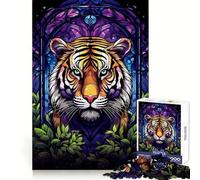 Increíble Rompecabezas Abstracto de Tigre con Flores para Adolescentes, 1000 Piezas, para concentrarse, para una recreación Tranquila, Ajuste Perfecto, un Regalo Encantador (38x52cm)