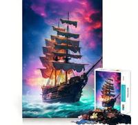 Increíble Rompecabezas de Barco Pirata de 1000 Piezas para Adultos Juego Que estimula la Mente Superficie Lisa y sin Rebabas Un pasatiempo Fascinante para los Momentos de Ocio (50x75cm)
