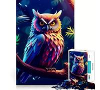 Increíble Rompecabezas de búho para Adultos de 1000 Piezas,Juego de concentración Mental, Corte láser,Actividad Nocturna Divertida para Toda la Familia (38x26cm)