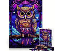 Increíble Rompecabezas de Vidrio emplomado con diseño de búho, 1000 Piezas para Adolescentes Potencia la Mente, Disfruta en Silencio, Bordes Uniformes, Regalo navideño (38x52cm)