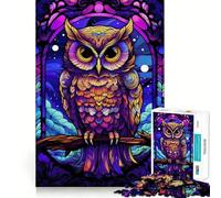 Increíble Rompecabezas de vitrales de búhos,1000 Piezas para Adultos,Juego para estimular la Memoria,Calidad Profesional,Actividad de Corte conmovedora para Compartir en Familia (38x52cm)