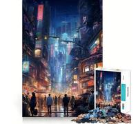 Increíble Rompecabezas Nocturno Cyberpunk de 1000 Piezas Juego cognitivo Divertido con Estructura de Encaje preciso Actividad para Fortalecer los Lazos Familiares (50x75cm)