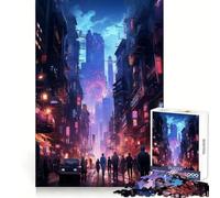 Increíble Rompecabezas Nocturno Cyberpunk de 1000 Piezas para Adolescentes Estimula la Mente y es un pasatiempo Relajante Encaje Firme (38x52cm)