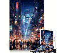 Increíble Rompecabezas Nocturno Cyberpunk de 1000 Piezas para Adolescentes Estimulación cognitiva Tiempo Libre Cierre Seguro Regalo Ideal para Navidad (38x52cm)