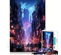 Increíble Rompecabezas Nocturno Cyberpunk de 1000 Piezas para ejercitar la Mente, Corte láser,Tiempo de relajación,Ejercicio Mental en casa (38x26cm)