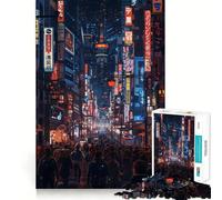 Increíble Rompecabezas para Adultos Noches Cyberpunk de 1000 Piezas,Juego de estimulación cognitiva,diseño Ajustado sin Huecos,Regalo de cumpleaños,Juguete para ejercitar la Mente (38x52cm)