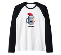 Increíble Taza en Santa Claus Busca Amantes de Las Bebidas Calientes Camiseta Manga Raglan