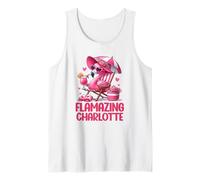 Increíble Viaje a la Playa Tropical con flamencos Rosados de Charlotte Camiseta sin Mangas