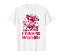 Increíble Viaje a la Playa Tropical con flamencos Rosados de Everleigh Camiseta