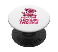 Increíble Viaje a la Playa Tropical con flamencos Rosados de Everleigh PopSockets PopGrip Adhesivo