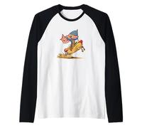 Increíbles Looks de Perritos Calientes y rodeos con Colores de EE. UU Camiseta Manga Raglan