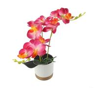 Increíbles orquídeas artificiales con macetas decorativas diseñadas para iluminar tu escritorio de trabajo o mesa de café sin esfuerzo (rojo rosa)