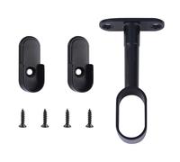 INCREWAY 1 juego de soporte ovalado ajustable de aleación de zinc negro con 2 tapas de extremo y soporte central con tornillos para armario, armario, barra de cortina