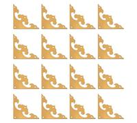 INCREWAY 16 soportes planos de latón para esquinas, protectores decorativos de esquina de caja de latón, soportes florales de ángulo recto para armarios, cajones, mesas, joyeros (46 mm)