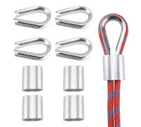 INCREWAY 4 abrazaderas de cuerda reutilizables, clips de conector de cuerda de metal de dos agujeros con dedales de repuesto de metal para la industria, hogar, transporte, mascotas, etc. (10 mm)