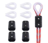 INCREWAY 4 abrazaderas de cuerda reutilizables, clips de conector de cuerda de plástico de dos agujeros con dedales de repuesto de nailon para la industria, hogar, transporte, mascotas, etc. (10 mm)