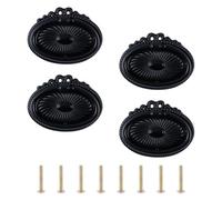 INCREWAY 4 manijas de gabinete con fianza, pomos de gabinete vintage, tiradores clásicos para muebles, cómodas, armarios, cajones de cocina, accesorios decorativos (negro)