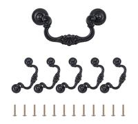 INCREWAY 6 manijas de gabinete con fianza, pomos vintage clásicos para muebles, cómodas, armarios, cajones de cocina, herrajes decorativos para pomos de gabinete (negro)