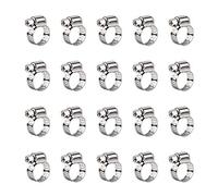 INCREWAY Abrazadera de manguera ajustable, 20 clips de manguera de acero inoxidable brillante, abrazadera de manguera duradera adecuada para tubos de 6 a 12 mm de diámetro (plateado)