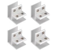 INCREWAY Abrazadera de vidrio, 4 clips de vidrio ajustables de 90 grados, soporte de estante de vidrio de aleación de aluminio, conector de soporte de vidrio para vidrio de 14 a 16 mm de grosor