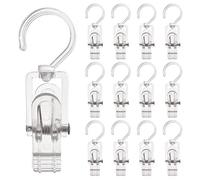 INCREWAY Ganchos de lavandería, 16 ganchos de plástico transparentes y duraderos de 11,5 cm, ganchos giratorios para colgar toallas, ropa, fotos