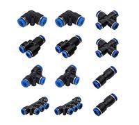 INCREWAY - Juego de 12 conexiones neumáticas de 6 mm, 6 tipos de manguera neumática, conector de plástico, conector neumático rápido para conexión de tuberías de aire, accesorios neumáticos