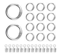 INCREWAY Juego de 14 anillos de cortina de metal plateado con cilps, trabillas de cortina deslizantes suaves y clips para barras de cortina, juego de anillos decorativos para decoración moderna del