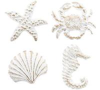 INCREWAY Juego de 4 perillas de gabinete de hierro fundido con mango retro oceánico de un solo orificio para aparador, armario, cocina (blanco)