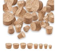 INCREWAY Juego de 43 tapones cónicos de tamaño mixto para botellas de vino, tapones de corcho cónicos, tapones de madera suave natural para botellas de vino, tarros de botellas de vidrio