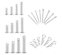 INCREWAY Juego de surtido de horquillas de chaveta, 120 piezas de acero inoxidable M3 / M4 / M5 Pin de horquilla plana de 12 especies con orificio y 2 tamaños de pin y clips de gancho R