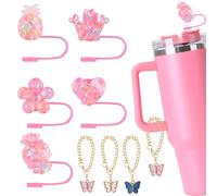 INCREWAY Love - Juego de 8 fundas protectoras de silicona con dije para colgar, a prueba de polvo, reutilizables, bonitos accesorios para botellas de agua de 7 a 8 mm (rosa)