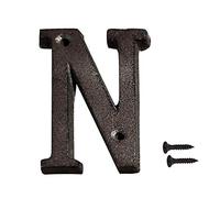 INCREWAY Número de casa de hierro fundido, 7,5 cm, letra negra de dirección de casa, número de hierro fundido