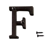 INCREWAY Número de casa de hierro fundido, 7,5 cm, letra negra de la casa, número de la casa, letra de hierro fundido, letra de buzón (F)