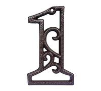 INCREWAY Número de casa de hierro fundido, número de casa de hierro fundido decorativo tallado de 4.45 pulgadas, números de correo retro de hierro fundido para cafetería, bar, restaurante (1)