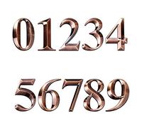 INCREWAY Números de dirección 3D, 10 unidades, 5 cm, autoadhesivos, números de buzón de correo 0-9 para apartamento, hogar, oficina (bronce rojo)