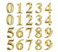 INCREWAY Números de dirección 3D, 20 unidades, 5 cm, autoadhesivos, números de buzón de correo 0-9 para apartamento, hogar, oficina (dorado)