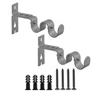 INCREWAY Soporte para barra de cortina, 2 unidades, color gris, resistente, ajustable, soportes para barra de cortina, soportes para barra de cortina