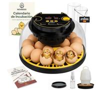 INCUBADORA de HUEVOS AUTOMÁTICA Para Todo Tipo De AVES | 12-16 Huevos | Control Automático De Temperatura, Humedad+Volteo | Incluye Calendario, Comedero, Bebedero y Guía