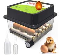 Incubadora Huevos Gallina 12 - Ideal para todas las edades - Incubadoras de Huevos Automaticas - Volteo Automático y Control de Humedad -Ovoscopio integrado - Okköbi Obi-12 - Negro Verde