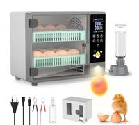 Incubadora Huevos Gallina, Incubadora de 24 Huevos Automaticas con Volteo Automático de Huevos y Humidificación por Atomización Ultrasónica, Pantalla LED a Color et Luz Incorporada para Huevos