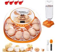 Incubadoras para incubar Huevos, 12-24 Huevos con Giro automático de Huevos y Control de Humedad, adición automática de Agua, Vela LED para incubar Pollos, Pato, codorniz, Huevos de Ganso (Naranja)