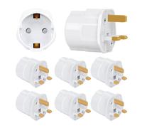 Incutex 6X Adaptador de Viaje EU a UK - Convertidor Schuko 2 Pines a Enchufe Británico 3 Pines BS 1363, Travel Adapter Set para Reino Unido, Irlanda, Dubái, Singapur, Hong Kong, Blanco