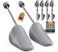 Incutex juego de 4 hormas para zapatos, soportes, tensores de zapatos, moldeadores y ensanchadores de plástico con muelle metálico para hombre y mujer, talla ajustable EU 38-44, gris