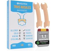 Incutex Tiras Nasales 100 Unidades Ayuda Antirronquidos para Hombres y Mujeres, Parches Nasales para Respirar, Dormir Mejor, Deportivas, Tamaño L (66×19 Mm), Beige