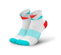 INCYLENCE Calcetines cortos para correr para hombre y mujer, con compresión ligera, 1 par, Peaks Cyan Inferno, 39-42