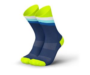 INCYLENCE Calcetines de running para hombre y mujer, con compresión ligera, 1 par, Grades Navy Canary, 39-42