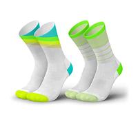 INCYLENCE Running Green Bundle Calcetines largos acolchados para correr, unisex, transpirables con protección antiburbujas, compresión ligera, 35-38, Blanco, 35-38