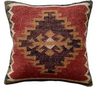 INDACORIFY Funda de Almohada de Yute Indio, Alfombra Tejida a Mano, Funda de cojín Kilim, Funda de Almohada de 18.0 x 18.0 in, cojín Bohemio para decoración del hogar, Manta Decorativa Oriental